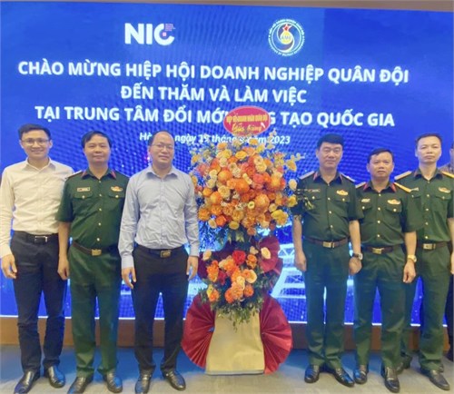 Hiệp hội Doanh nghiệp quân đội (AME) và Trung tâm Đổi mới sáng tạo quốc gia (NIC) làm việc thống nhất chương trình Hội thảo ngày 24/4/2023